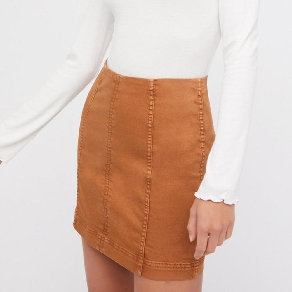 Free People Modern Femme Tan Mini Skirt